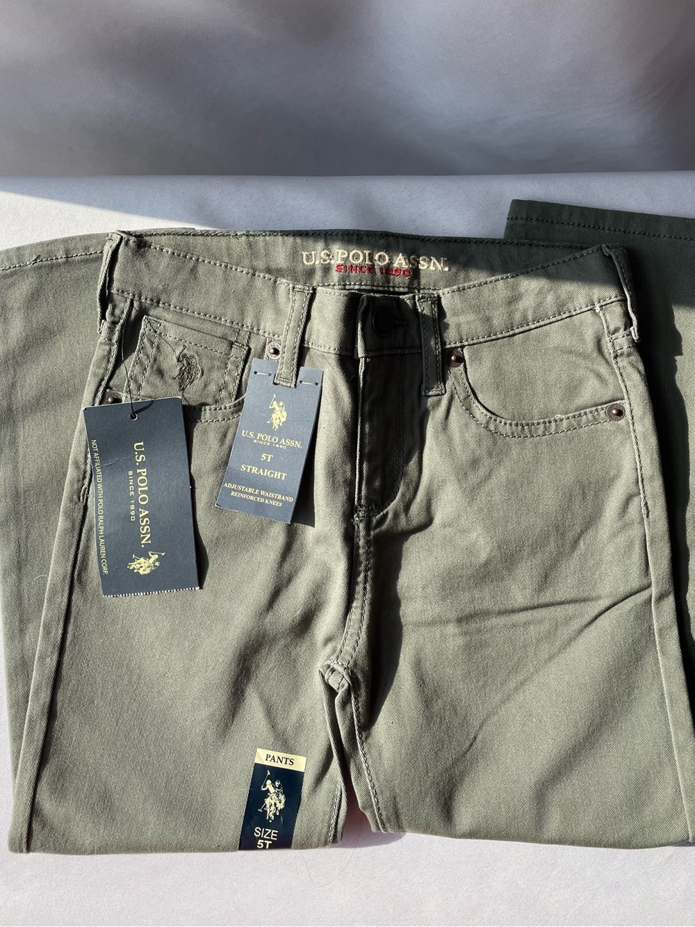U.S. Polo Assn. Boys Straight Jeans - Olive Green 5T